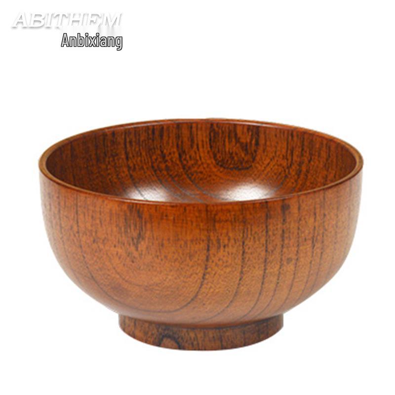 Japanese Jujube Wood Bowl for Adults & Kids, Solid Wood Noodle Bowl, Versatile Home Tableware
