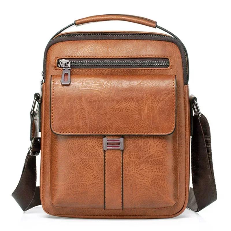Nová luxusní značka Pánská taška Tašky přes rameno manžel Vintage Messenger taška PU kůže Pánská kabelka Crossbody tašky pro muže
