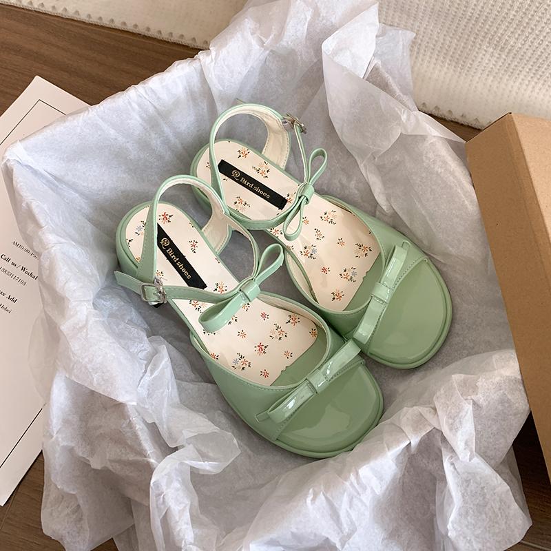 

Летние туфли-сандалии женские с закрытым носком, на толстом каблуке, модные, с бантом-бабочкой, туфли для платья, женские для танцев, вечеринок, выпускного вечера, сандалии 35 зелёный