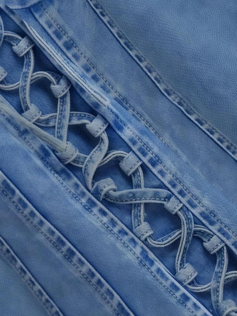 Přeshraniční ležérní modré šaty s dlouhým rukávem a potiskem imitujícím denim