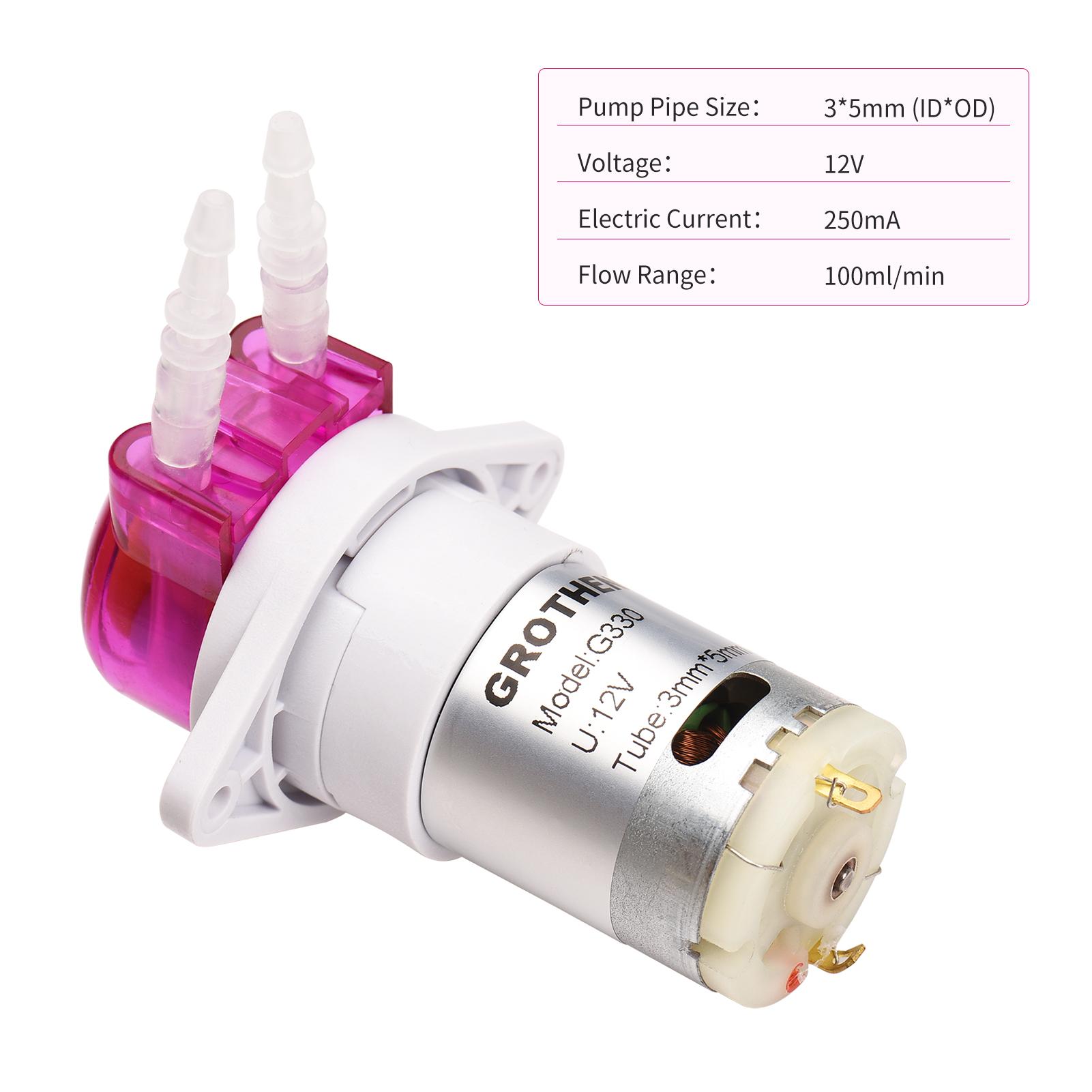 

GROTHEN Peristaltic Pump Dosing Pump Mini Pump Liquid Self-priming Water Pump Silicone Tube for Aquarium Tank Lab Chemical Analy