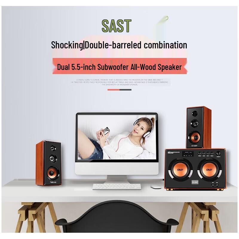SAST SA-6601 High-Power Desktop Bluetooth Multimedia Speaker CN plug (adapter included)