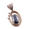 Natural Gunmetal Gemstone 925 Solid Sterling Silver Two Tone Pendant 1.50'' p6j39