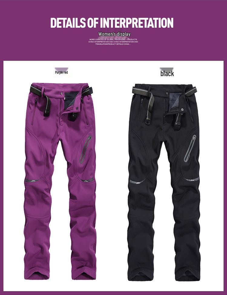 Plus Size Men's Gothic Softshell Windproof Fleece-Lined Stretch Pants