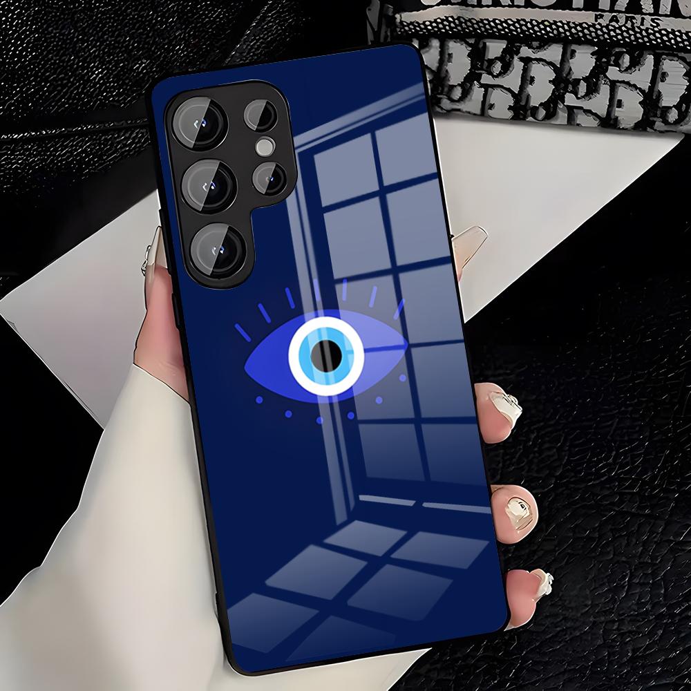 Lucky Blue Evil Eye Phone Case For Samsung S26 S25 Plus S20 S20 Plus S22 Ultra S23 FE S21 Plus S21 Ultra Glass Cover
