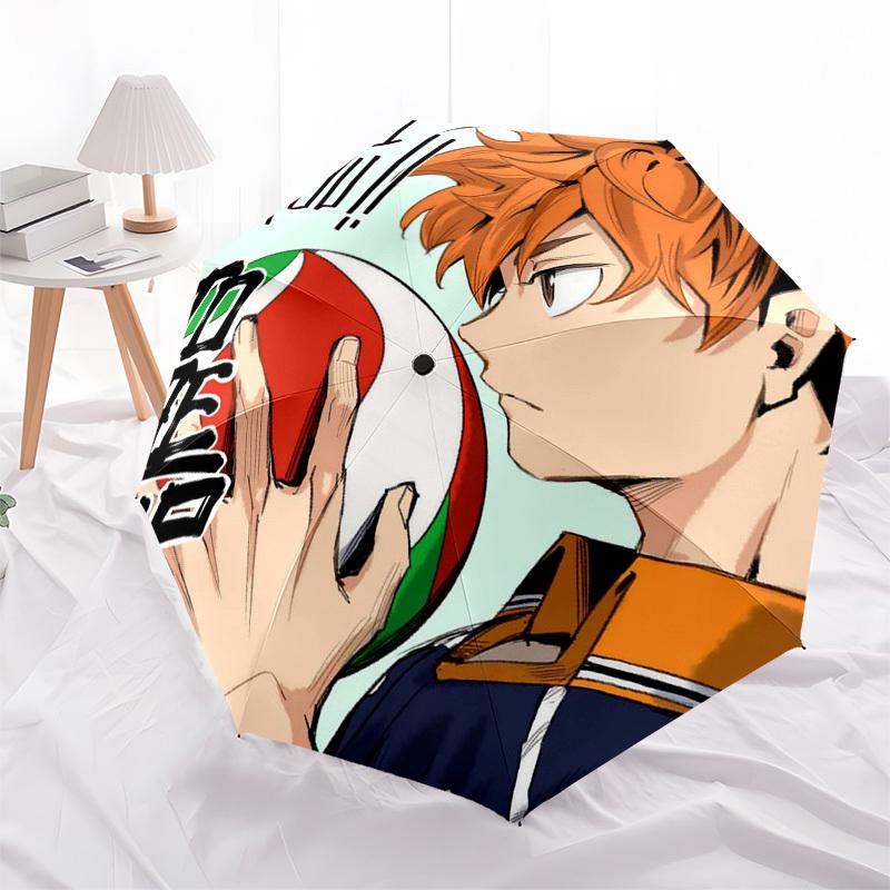 

1pc Haikyuu!! To The Top Volleyball Design Automatic Folding Umbrella - Portable 3-Fold Design, 8-Bone Iron Frame Outdoor Umbrella, Perfect Gift for F