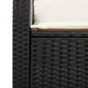 3 Seater Garden Sofa with Cushions & Table Black Poly Rattan
