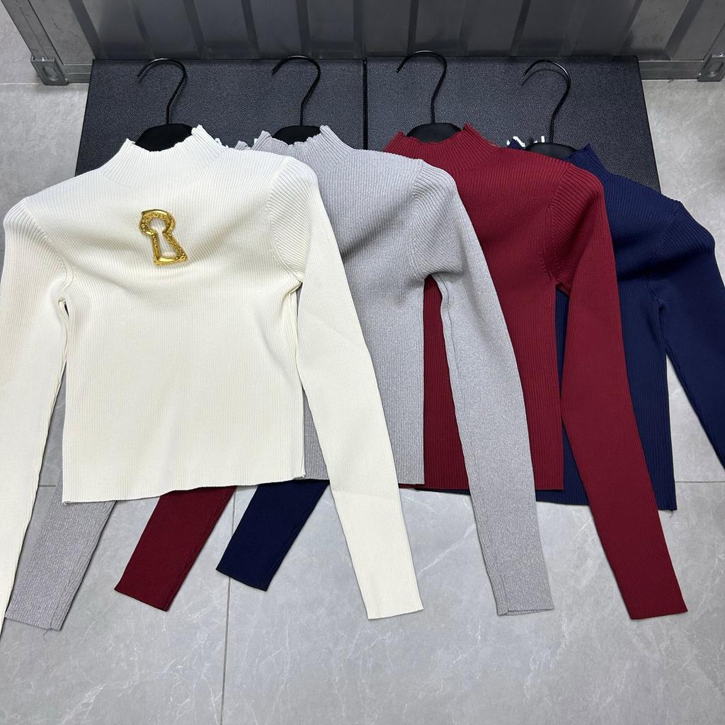 Solid Spliced Metal Buckle Slimming T Shirts for Women Turtleneck Sleeveless Minimalist T Shirt Female Fashion New