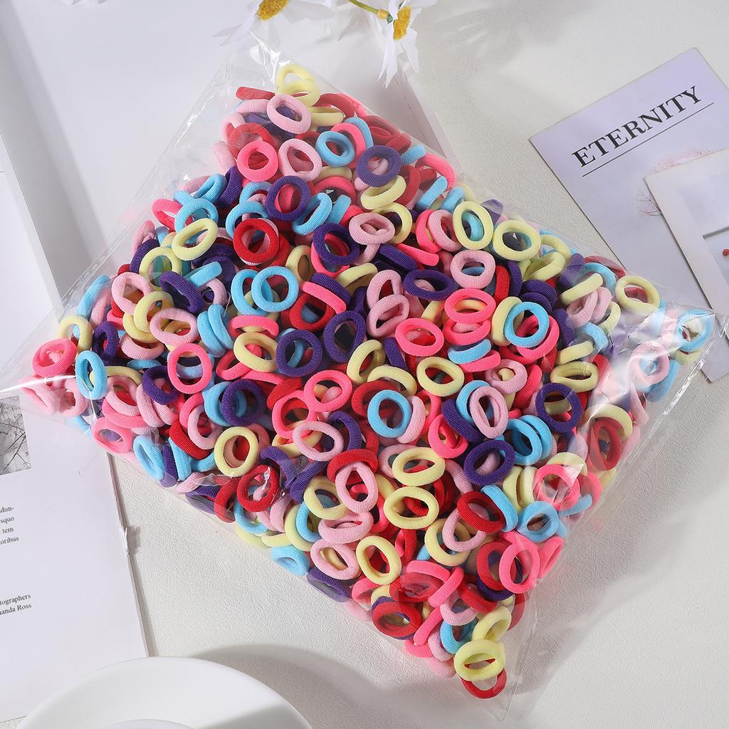 100PCS Colorful Basic Nylon Ealstic Hair Ties for Girls Children Ponytail Hold Scrunchie Rubber Band Kids Basic Hair Accessories