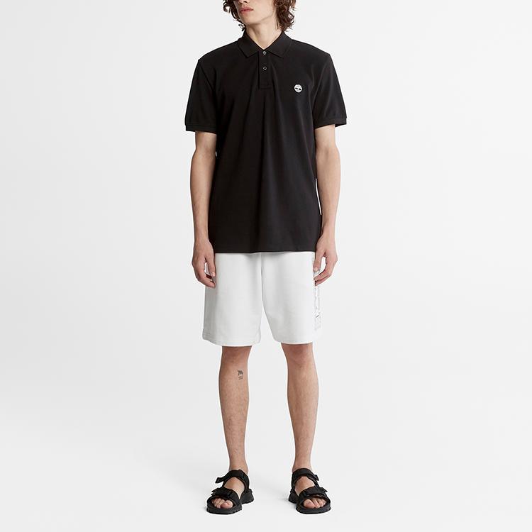 Timberland Single Pearl Loose Breathable Short Sleeve Polo Shirt Men Polo Shirts Black A24H2-001A