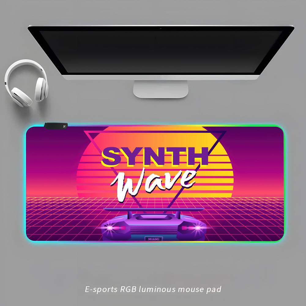 

Synthwave Gradient Mouse Pad RGB Gaming Mouse Pad Desk Mat HD Gamer Large LED Light XXL MousePads RGB600x300x3mm