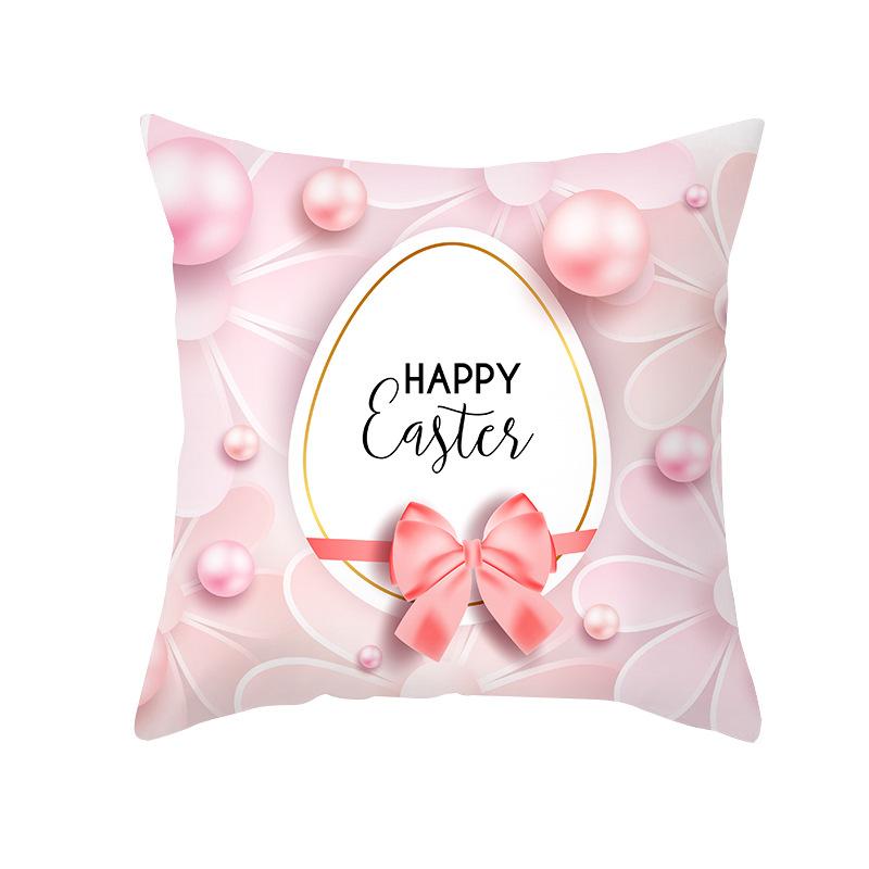Colorful Easter Pillowcase Rabbit Egg Print Series Peach Skin Home Pillowcase Sofa Cushion