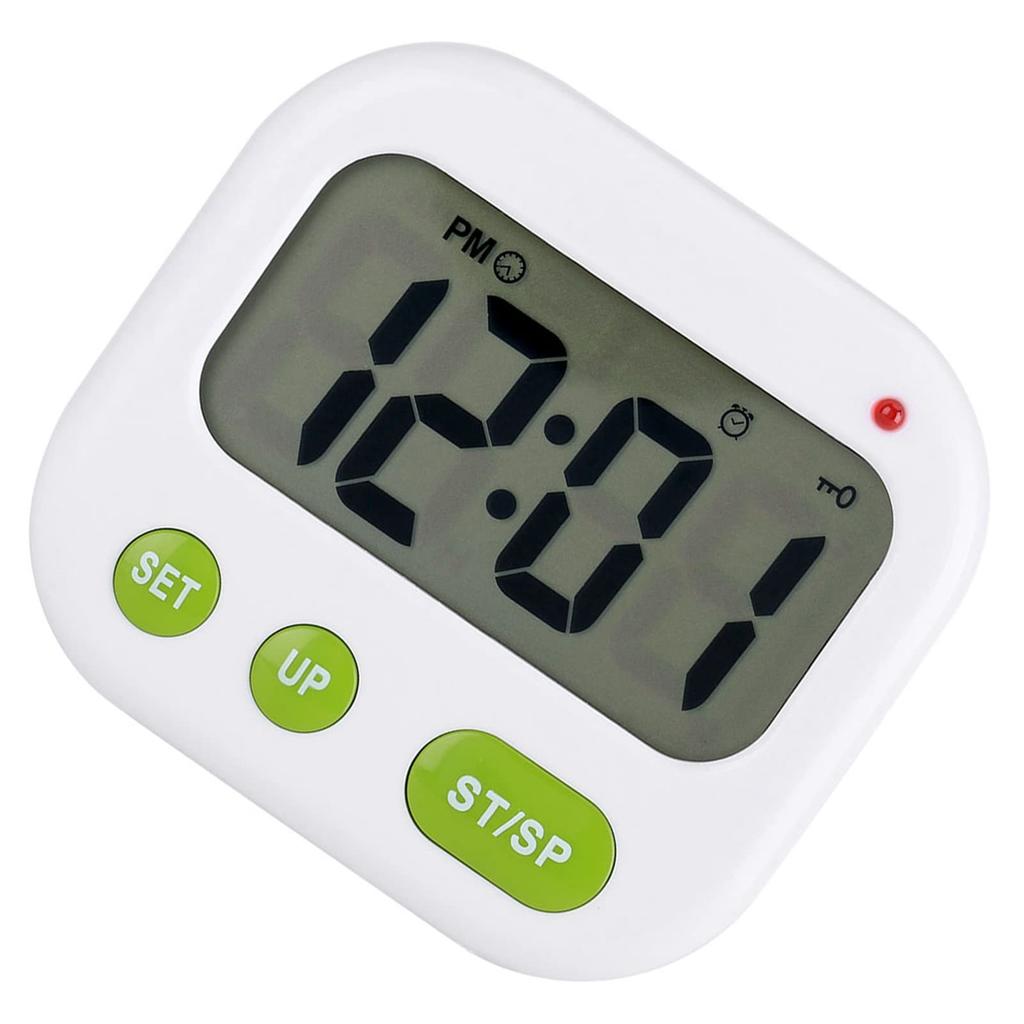 J-ouuo Under-the-Pillow Vibrating Alarm Clock, Music/Vibration Digital LCD Alarm Clock with Backlight, Electronic Kitchen Timer