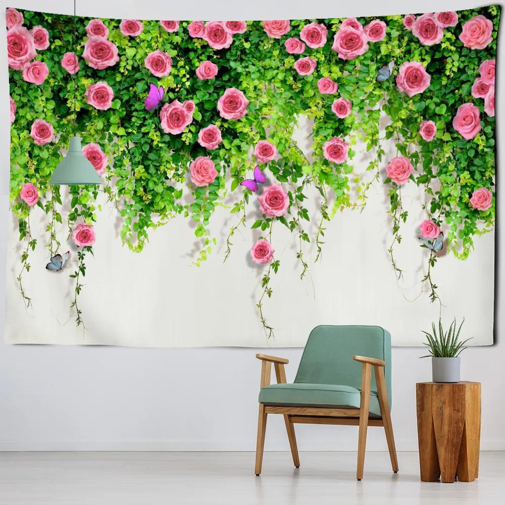 Creative Flowers Tapestry Nature Plant Floral Tapestry Wall Hanging Cloth Tapestries Home Bedroom Living Room Decor Tapestries