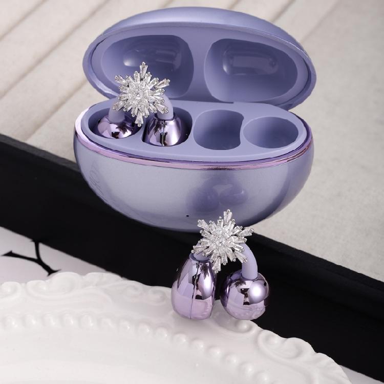 Crystal Encrusted Rotating Earphone Clip Snowflakes Pattern Not Slip Grip Earphone Holder Pair for FreeClip