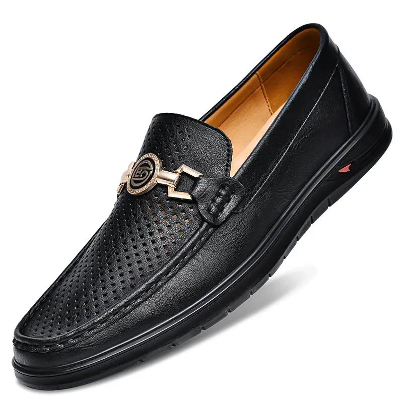 British Style Casual Leather Men Dress Blue Breathable Business Leather Shoes Handmade Loafers Classic Men Wedding Oxfords Flats