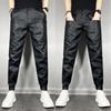 Winter Men's Plus Velvet Thick Motorcycle PU Leather Pants - Black Warrior Windproof Waterproof Warm Trousers.