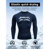 Men's Black Long Sleeve Brazilian Jiu-Jitsu Print Compression Rash Guard, Elastic Quick Drying Breathable Moisture Wicking BJJ & MMA Training Top