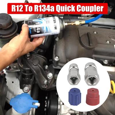 מתאם המרה רטרופיט R12 ל-R134a התקנה ללא טרחה אביזרי רכב מצמד מהיר למזגן רכב ערכת רטרופיט יציאת פיטינג למזגן גבוה/נמוך
