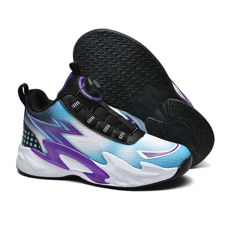 2025 New Boys Sneakers Children's Rotating Button Running Shoes Middle and Older Students Boys and Girls Basketball Shoes