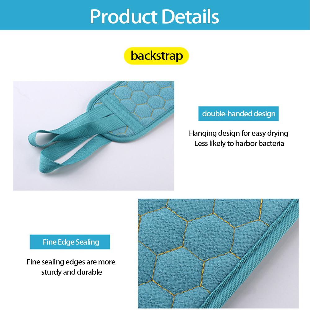 Ladies' 3-Piece Bath Towel Set for Strong Mud and Dust Scrubbing, Long Back Scrubber