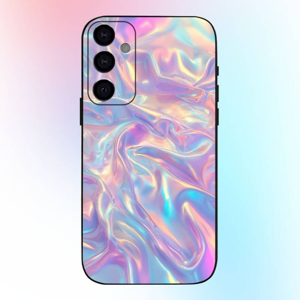 Rainbow Holographic Iridescence Phone Case For Samsung Galaxy A73,A72,A71,A70,A53,A52,A51,Others Soft Black Cover