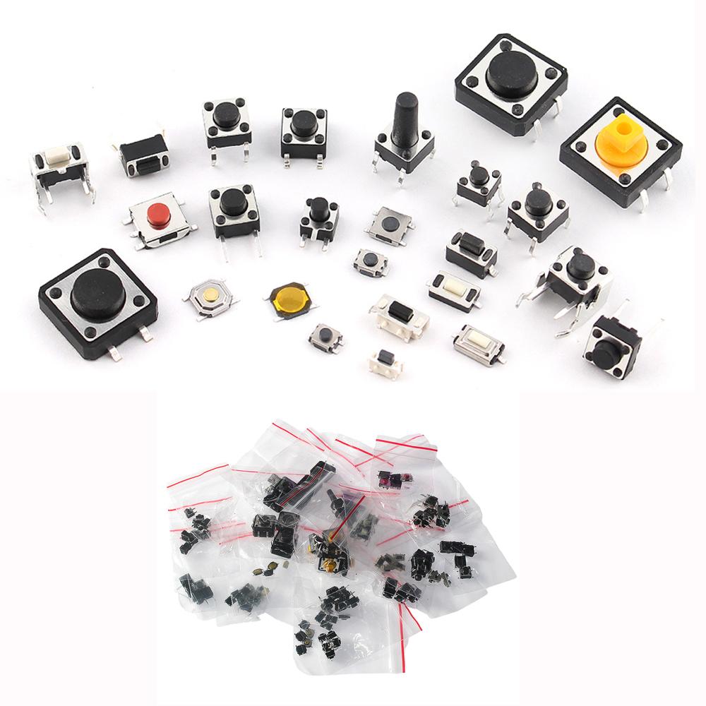 

25/140PCS SMD Tactile Push Button Kit: 14/25 Values DIP Micro Switches for DIY Electronics