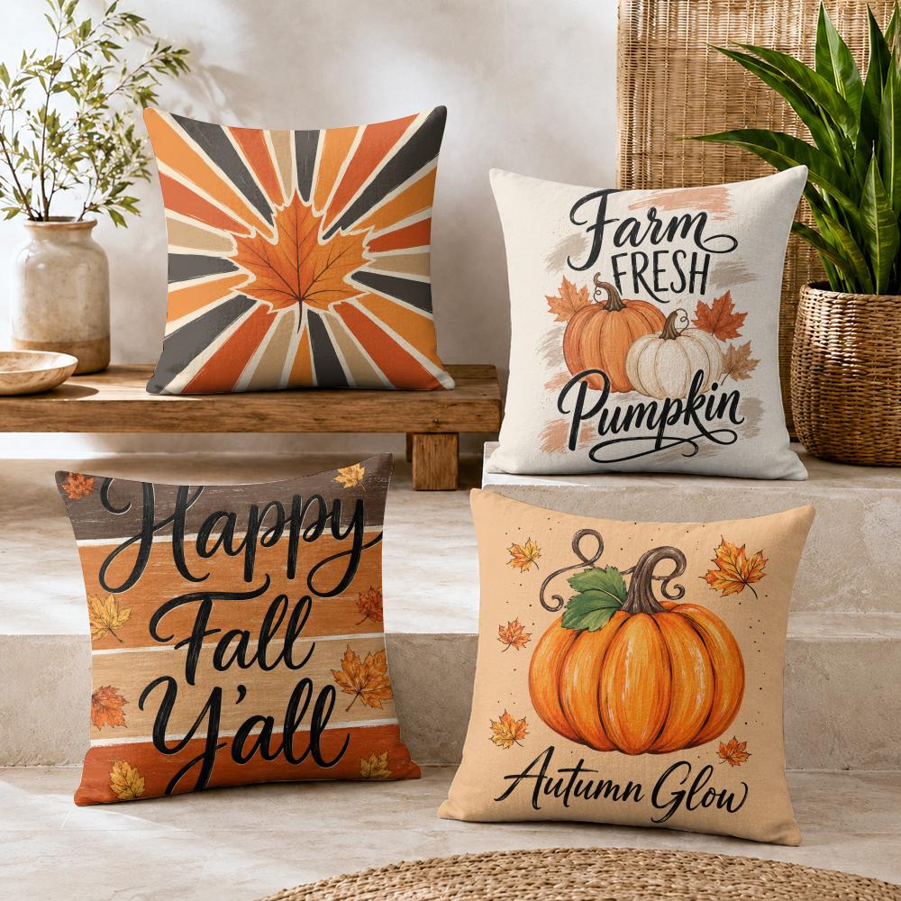 Autumn Color Scheme Cushion Cover Short Plush Soft DoubleSided Printing Pillow Case Cozy Sofa Bedroom Home Decor Gift