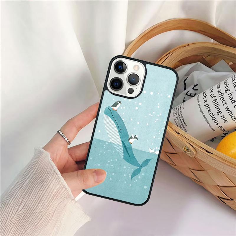 Orcas Whale Phone Case For iPhone 17 Air 16 15 14 11 12 13 Pro MAX Plus coque Cover Shell