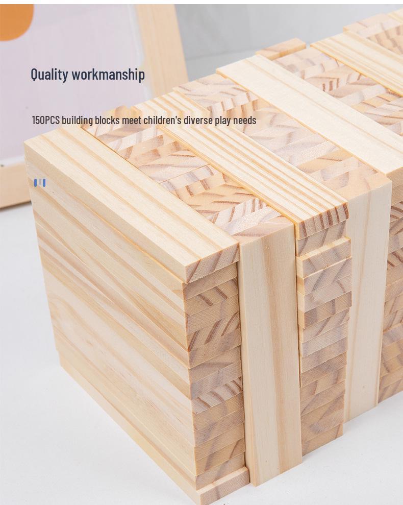Creative 100-Piece Wooden Building Blocks for Children - Construction & Stacking Strips Toys for Kindergarten