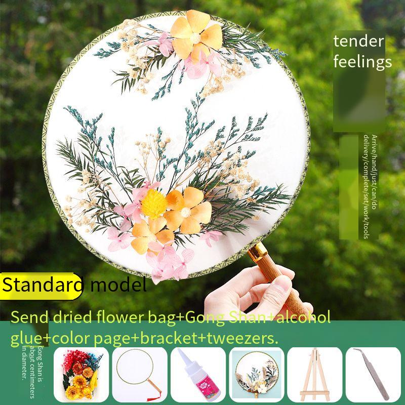 DIY Preserved Fresh Flower Hand Fans Creative Party Gift Home Decoration Fashion Decorative Chinese Japanese Fan Versatile New