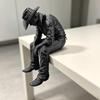 3D Cowboy Collectible Figurine Eco-friendly Resin Sculpture Ornament for Cafe Tableside Study Bookshelf Decor