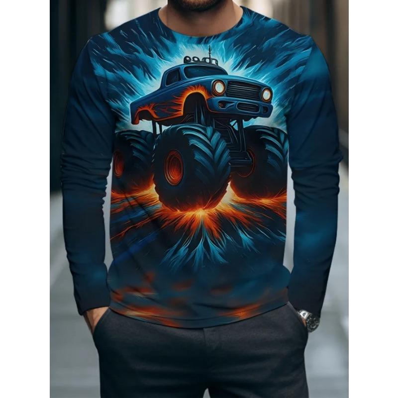 Men's Casual Daily Long-sleeved T-shirt, with Fashionable Printed Design, a Comfortable and Casual Top That Can Be Machine Washed