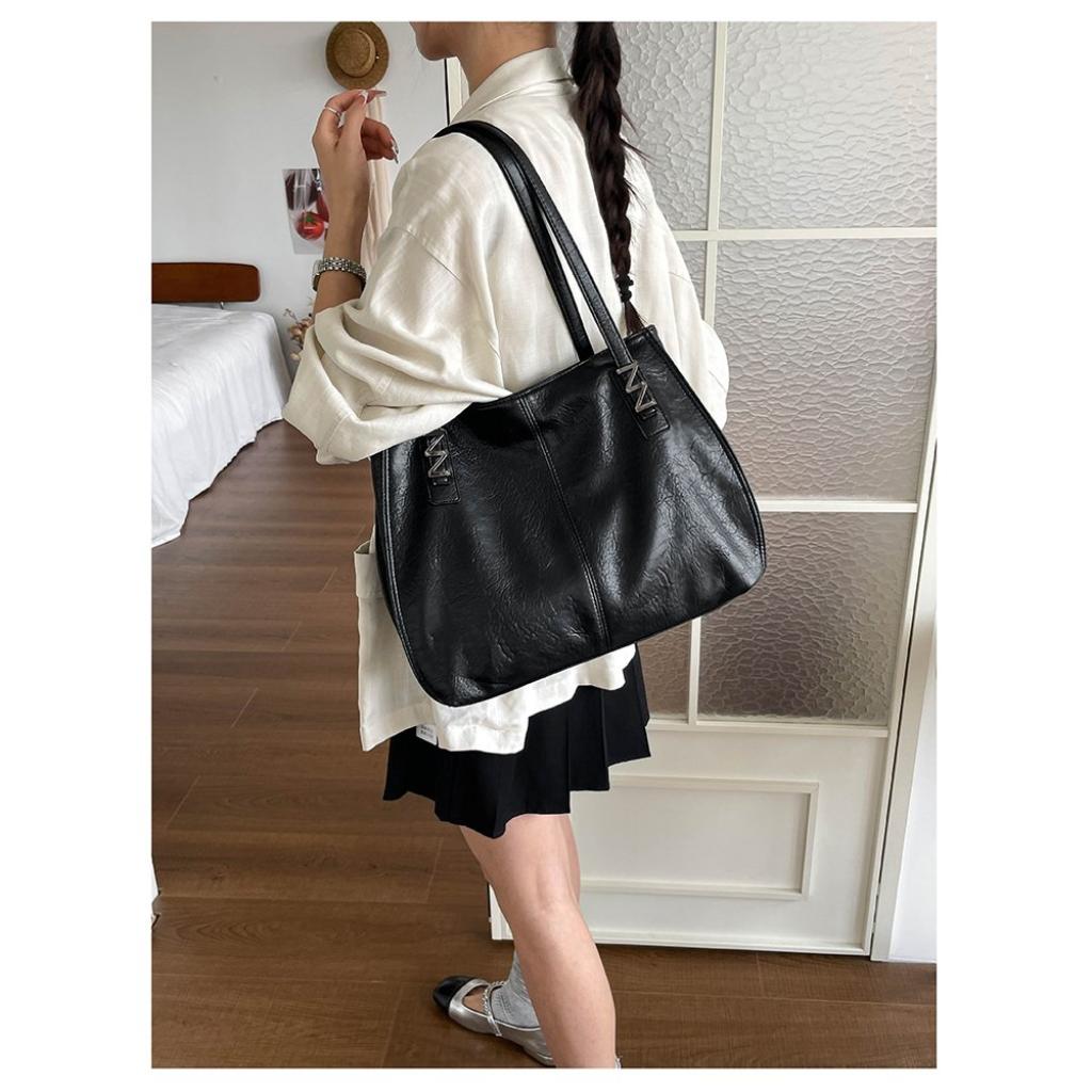 Tote Bag Women PU Large Capacity Stitched Detail Daily Commuting