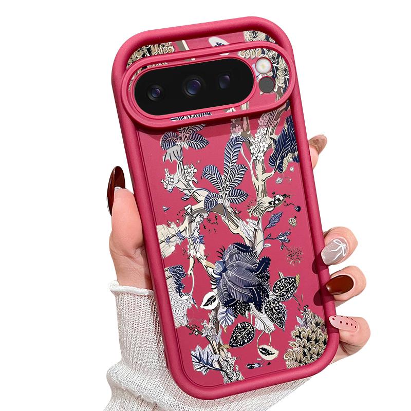 Luxury Retro Dark Floral Pattern Case For Google Pixel 10 Pro XL Pixel 9A 9 Pro 8 7 8A 7A Shockproof Bumper Soft Silicone Cover