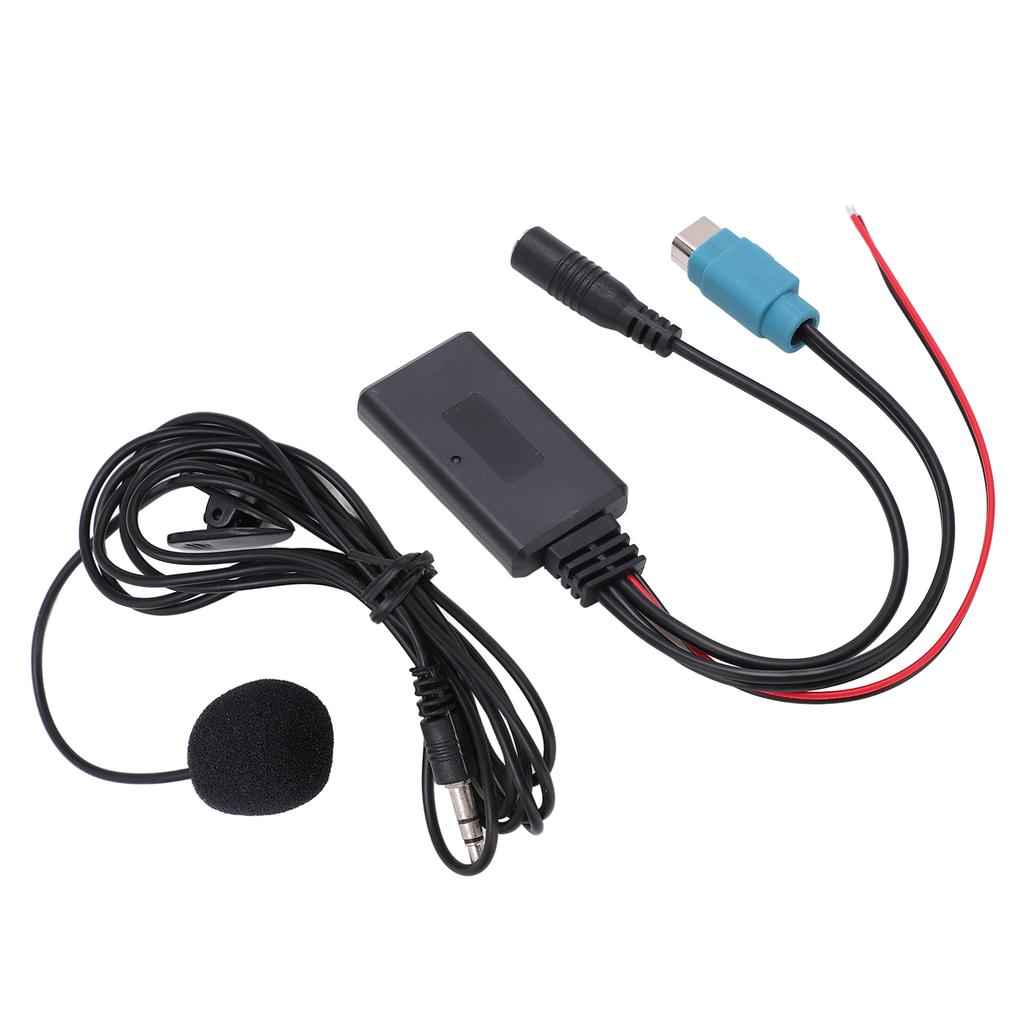 Bluetooth AUX IN Cable Adapter Stereo Full Speed with Removable Microphone Replacement for Alpine 2009‑up