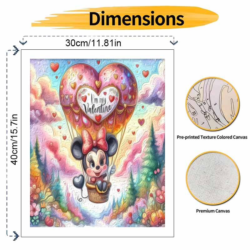 Disney Minnie Valentine Hot Air Balloon Oil Paint Hand Painting Kit Decoration Classic Style Home Decor Romantic Love Gift Art Craft