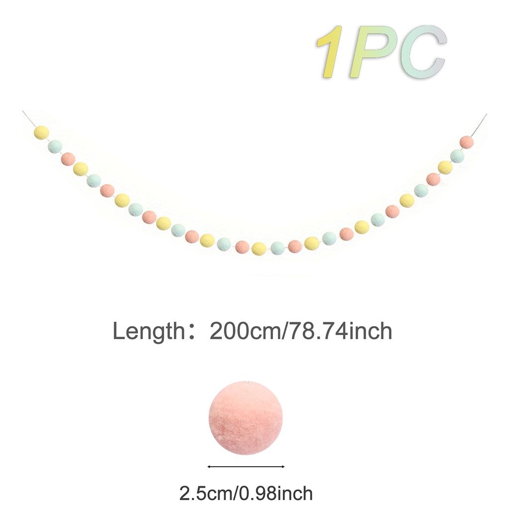 2M Felt Ball Garland Pompom String Ornaments For Boho Home Bedroom Decor Baby Shower Birthday Christmas Wall Decor