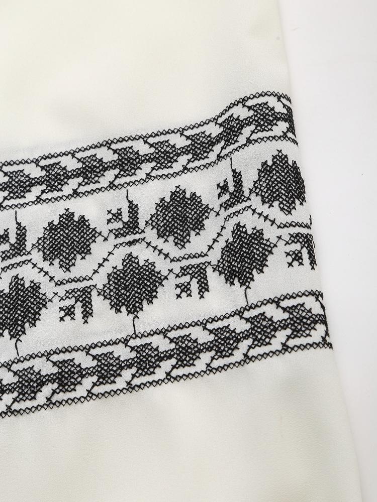 Evropský a americký styl 2025 Jaro/Podzim Stojáček Color Block Vyšívaná Volná Košile