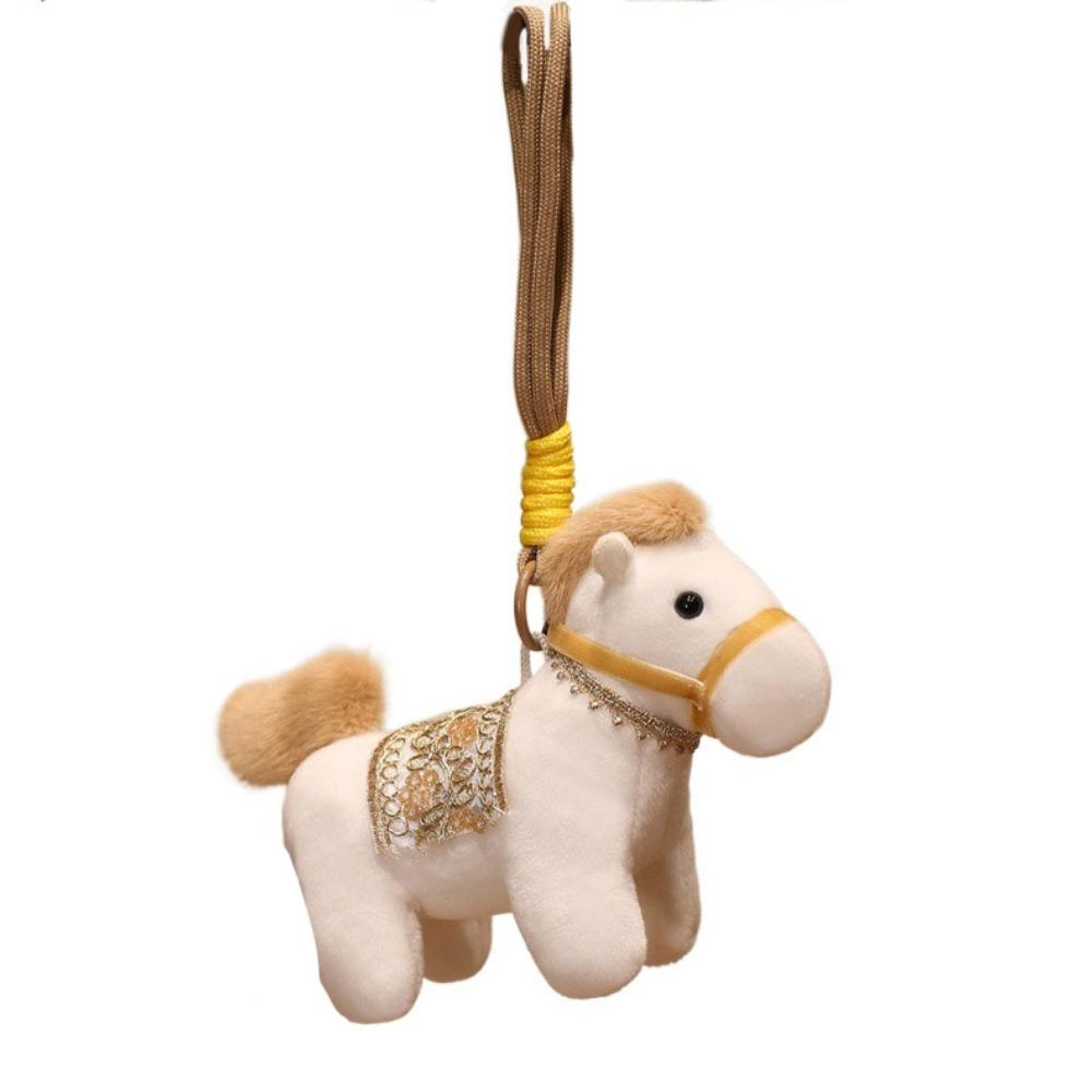 Creative Plush Pony Keychain Mascot Doll New Year Horse Hanging Funny Pony Key Ring Bag Key Decor