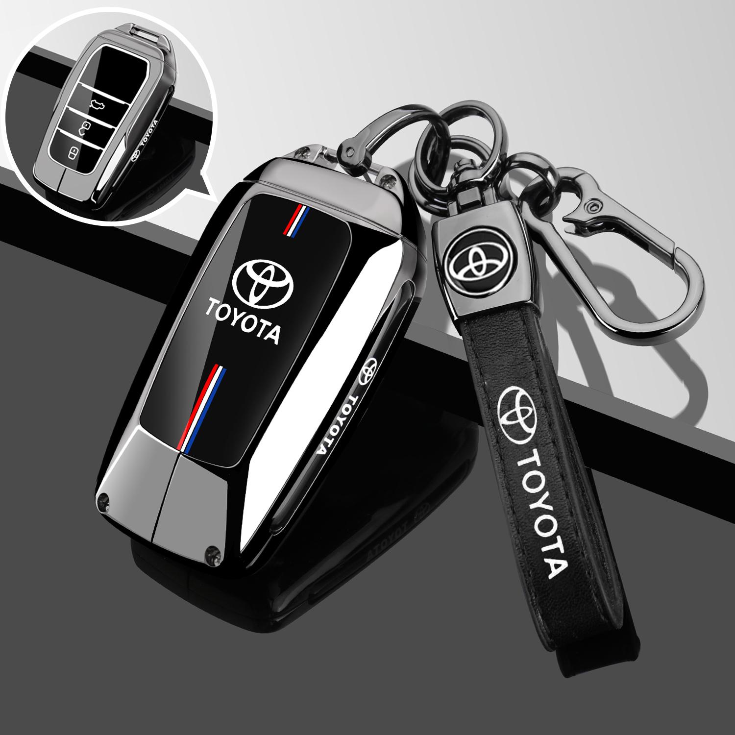 

Zinc Alloy Car Key Case Cover Protector Keychain Styling Accessories for Toyota GR Sport C-HR Gazoo RAV4 Racing Mirai Avensis