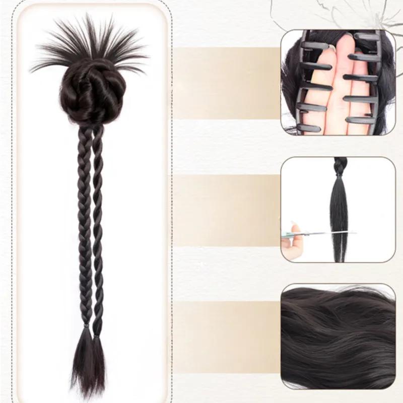 Sweet Bun Head Braid Synthetic Ponytails Wig Clip 40cm Women Fashion Twist Braid Daily Styling Headdress
