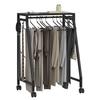 LunarLight Trouser and Slacks Hanger, 60cm Wide X 40cm Deep X 75cm High, with Casters, S-Shaped Hangers, 10 Clothes, Easy Access, and 4 Square Hooks,