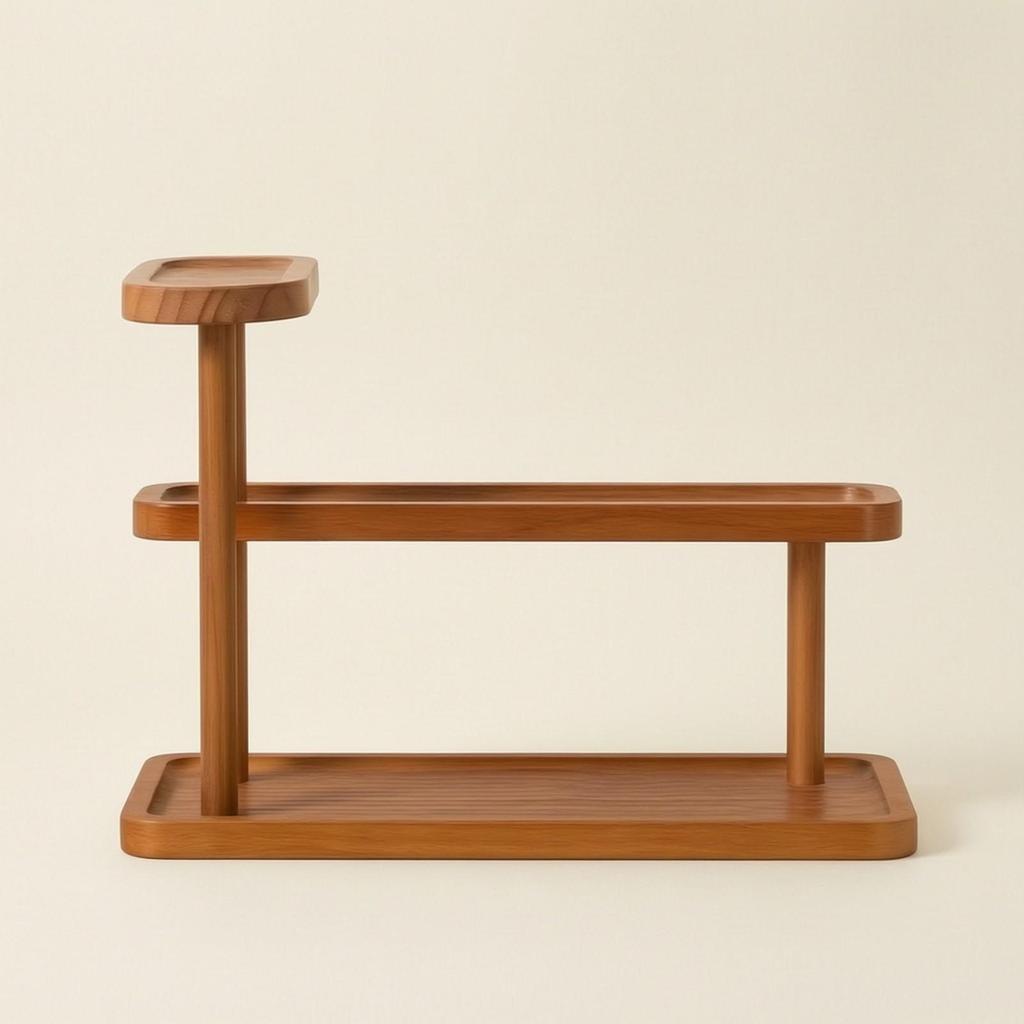 Wooden Tabletop Organizer 3 Tier Perfume Display Shelf Space-Saving for Bedroom