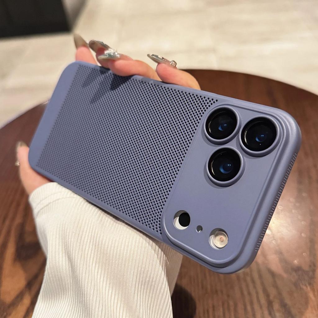 Cooling Matte Heat Dissipation Grid Case For iPhone 17 Air 16 16E 15 14 13 12 11 Pro Max Plus Glass Lens Protection Hard Cover