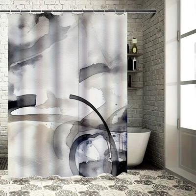 Stylish Black White Watercolor Shower Curtain Modern Bath Decor for Home Improvement Projects