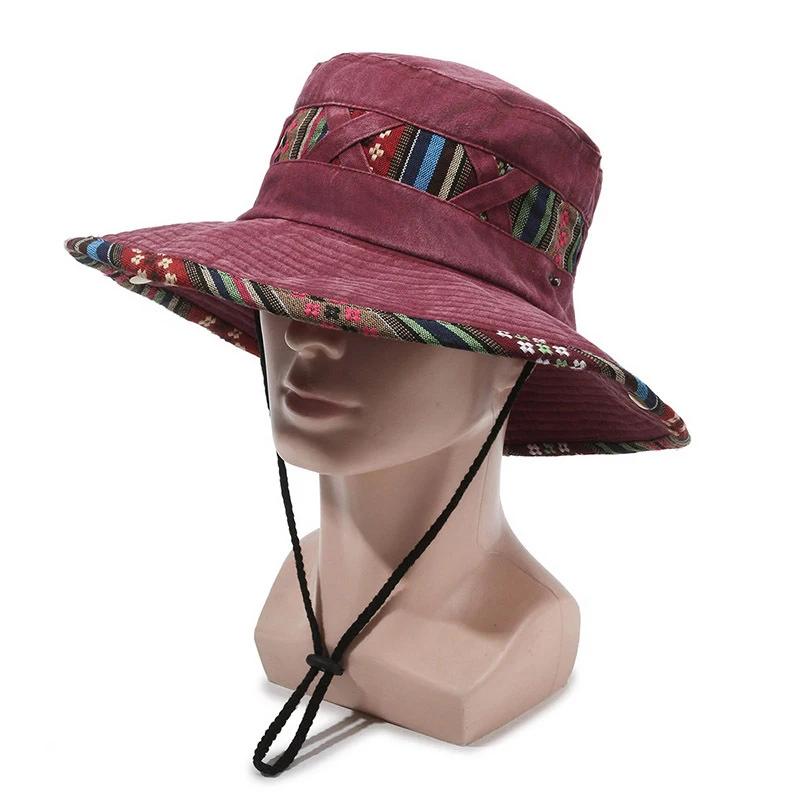Summer Fisherman Hats For Women Men Ethnic Style Cowboy Bucket Hat Outdoor Camping Hiking Fishing Basin Cap