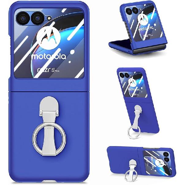Asuwish Compatible with Motorola Razr Plus 2023 Case and Tempered Glass Screen Protector Back Bumper Metal Ring Holder Stand Kickstand Cell Phone