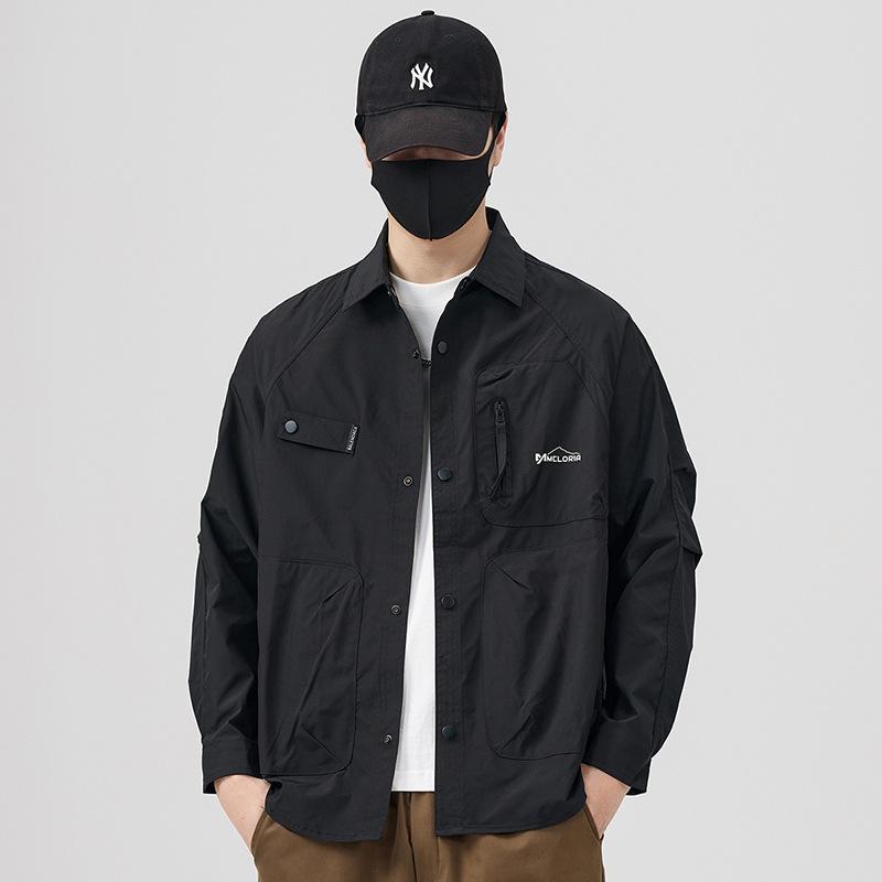 Men'S Tooling Jacket Jacket Men'S Spring New Trend Fashion High Sense Multi-Pocket Boys Top Trend