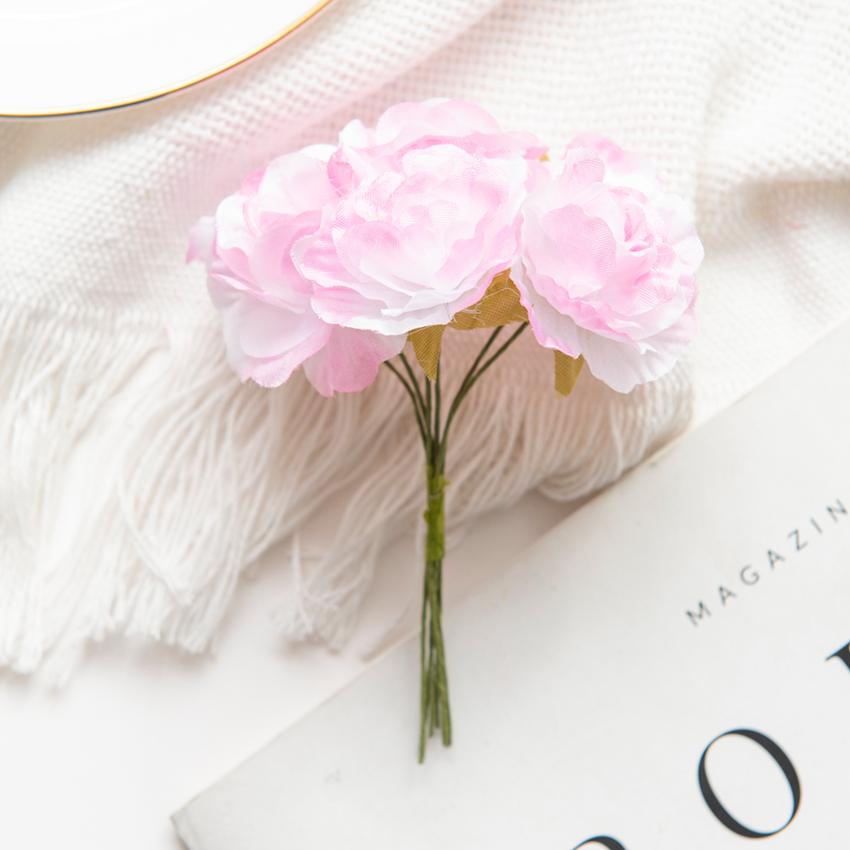 

18 шт. Искусственные цветы Мини шелковый букет Свадебный декоративный DIY Венок Рождественское украшение Ваза для дома сада Скрапбукинг 6 Pieces розовый